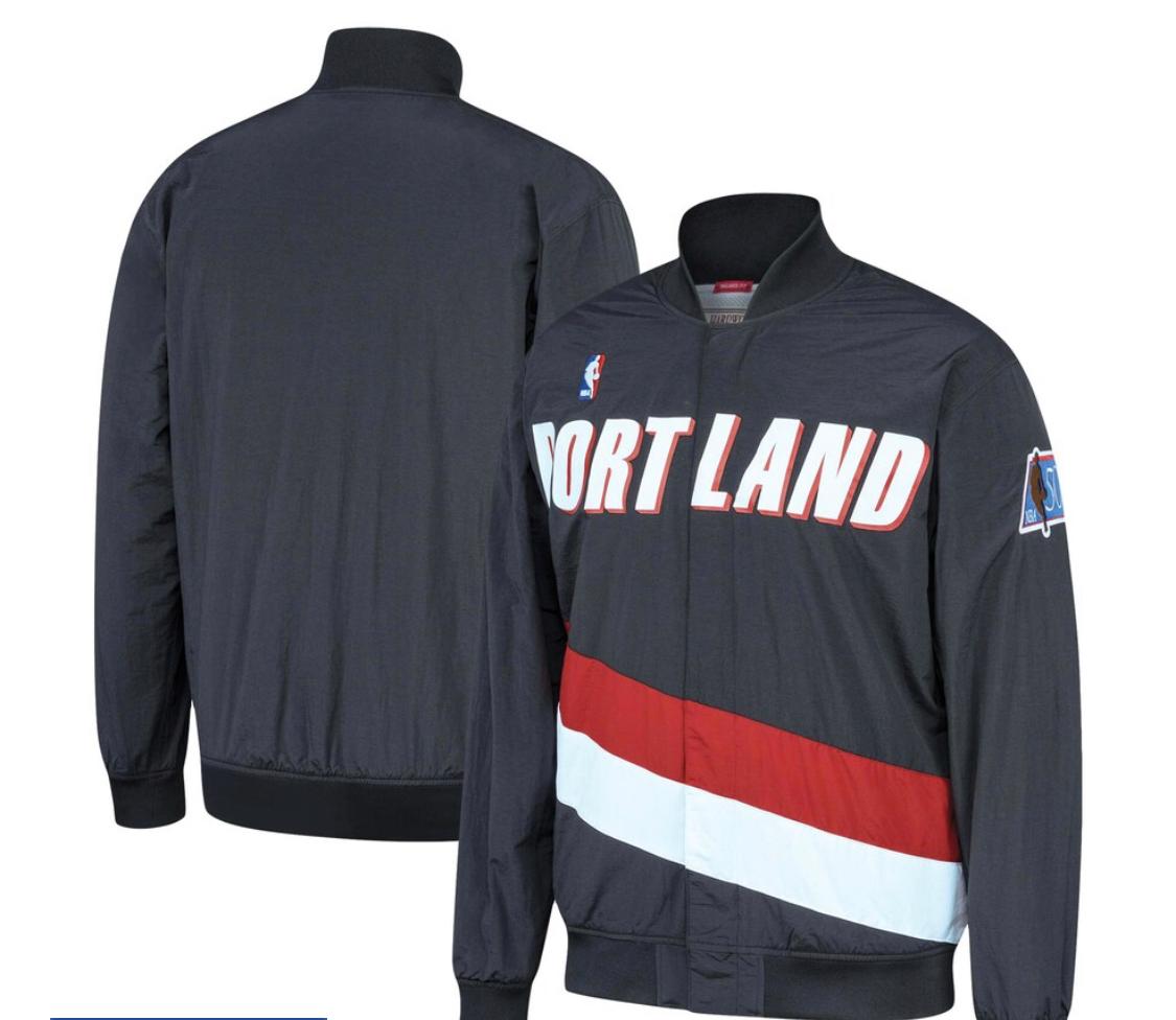 PORTLAND TRAIL BLAZERS MITCHELL AND NESS BLACK HARDWOOD CLASSICS AUTHE ...