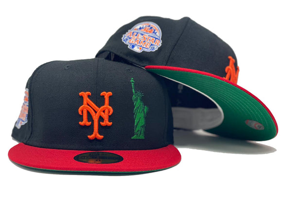 mets fitted hat green brim