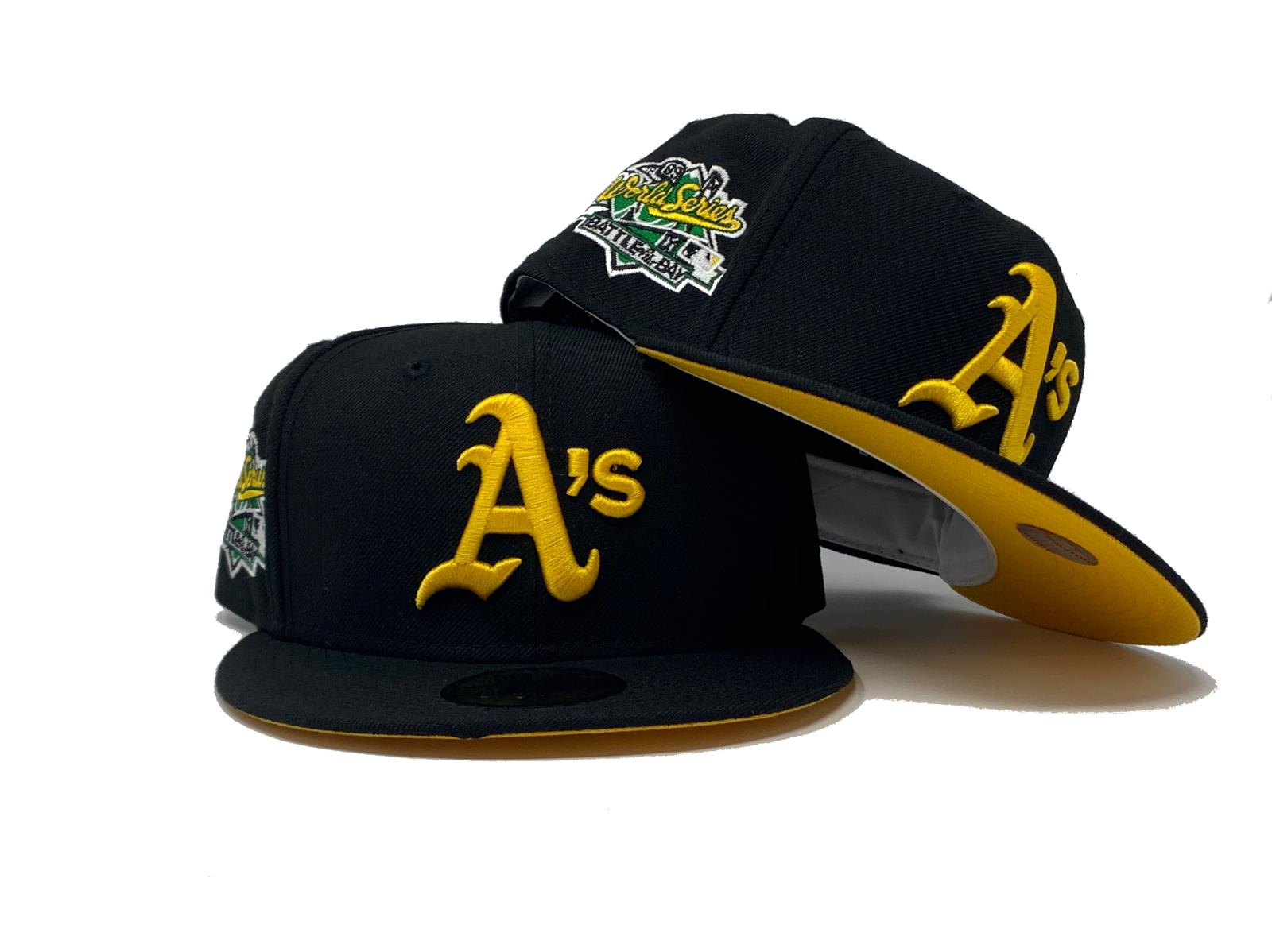 OAKLAND ATHLETICS 1989 BATTLE OF THE BAY BLACK YELLOW BRIM NEW ERA FIT ...