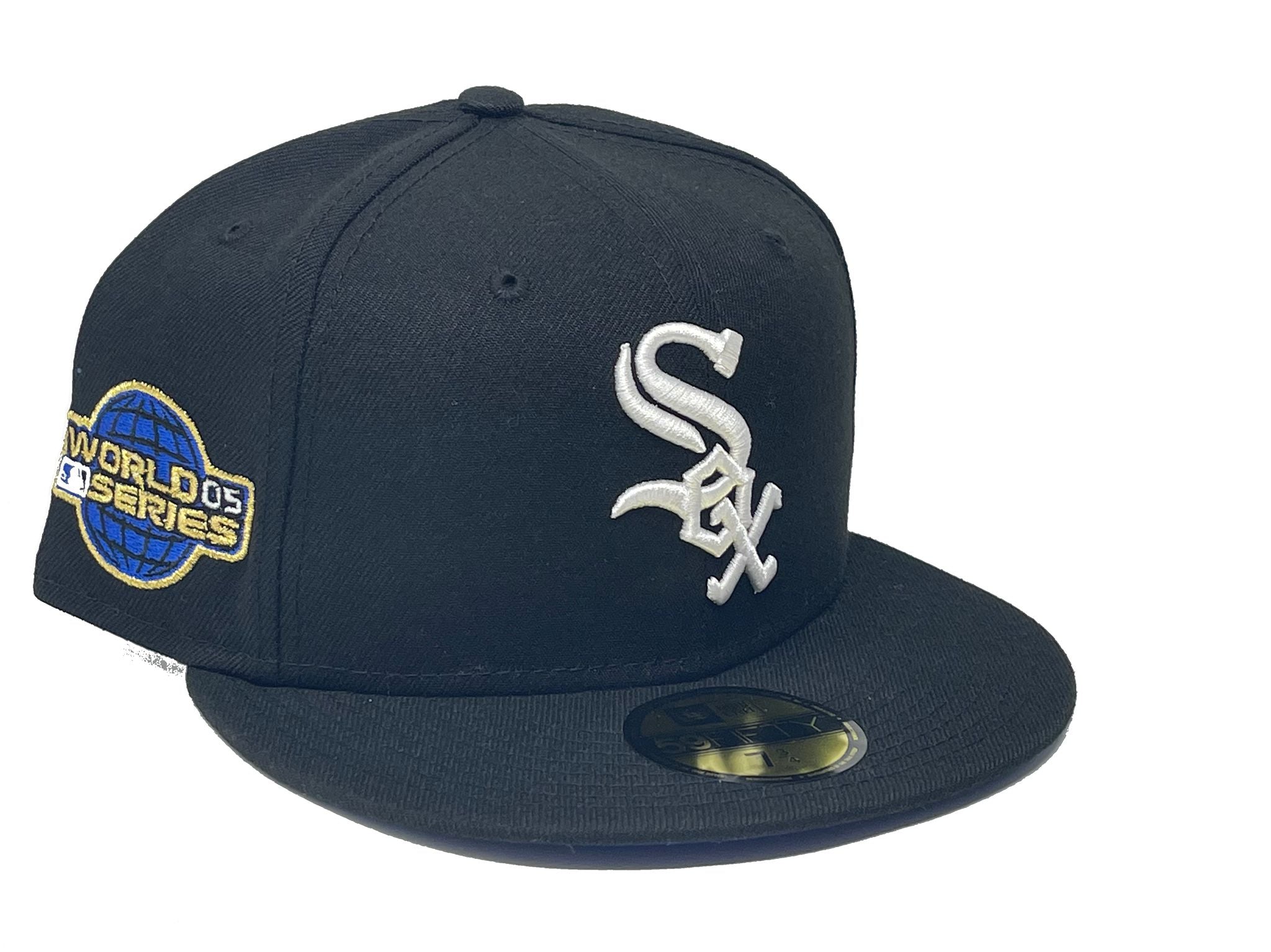 CHICAGO WHITE SOX 2005 WORLD SERIES BLACK ROYAL BRIM NEW ERA FITTED HA ...