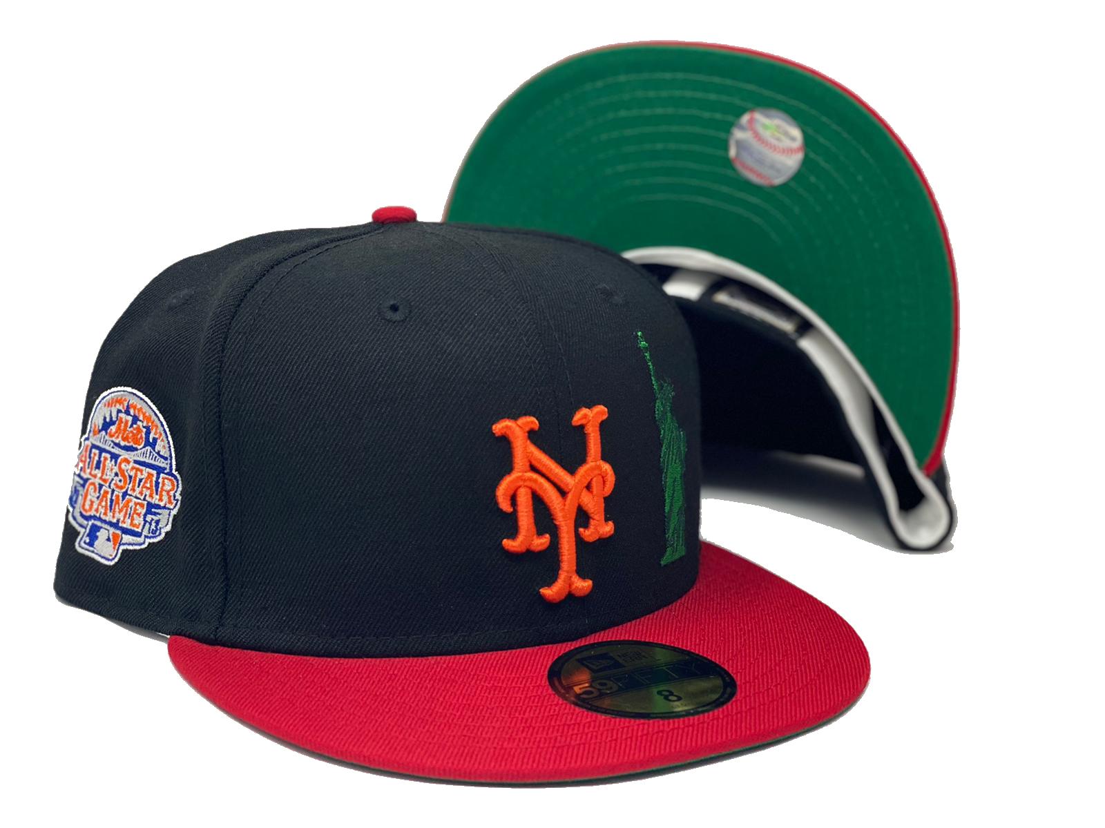 mets fitted hat green brim