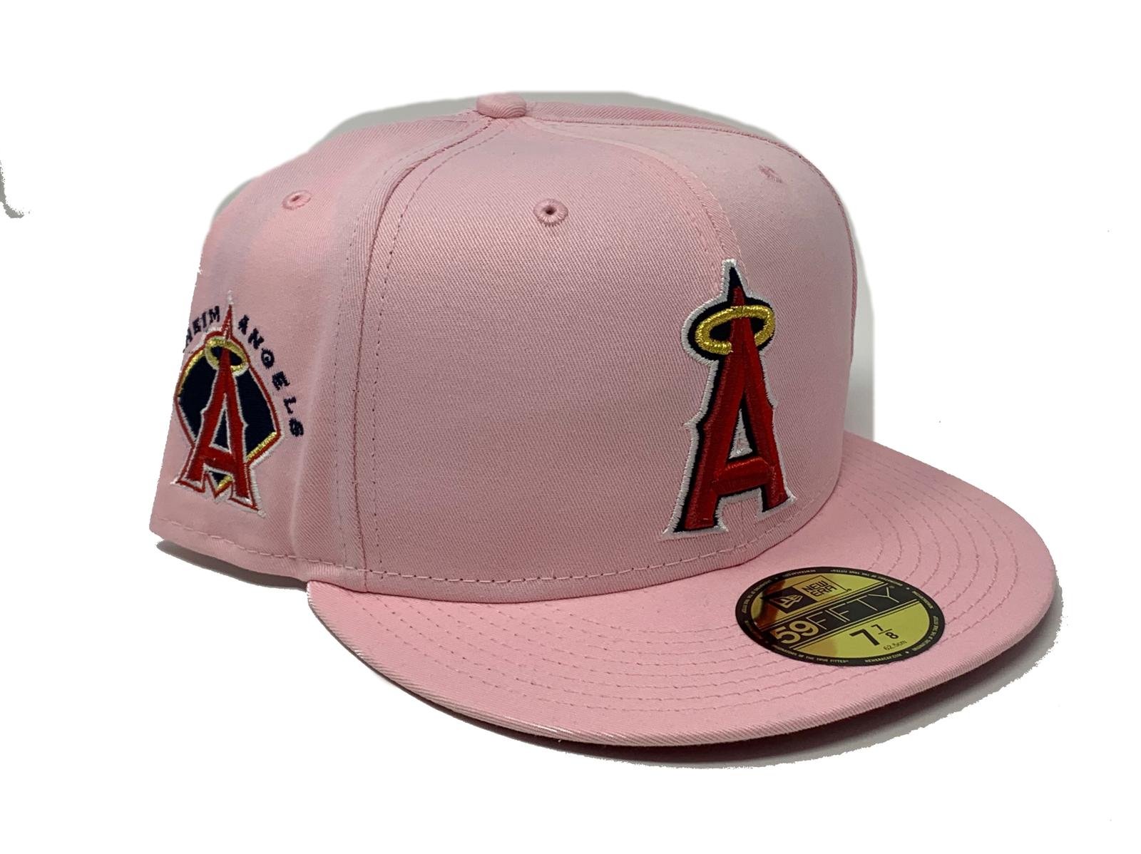 los angeles angels fitted hat pink brim