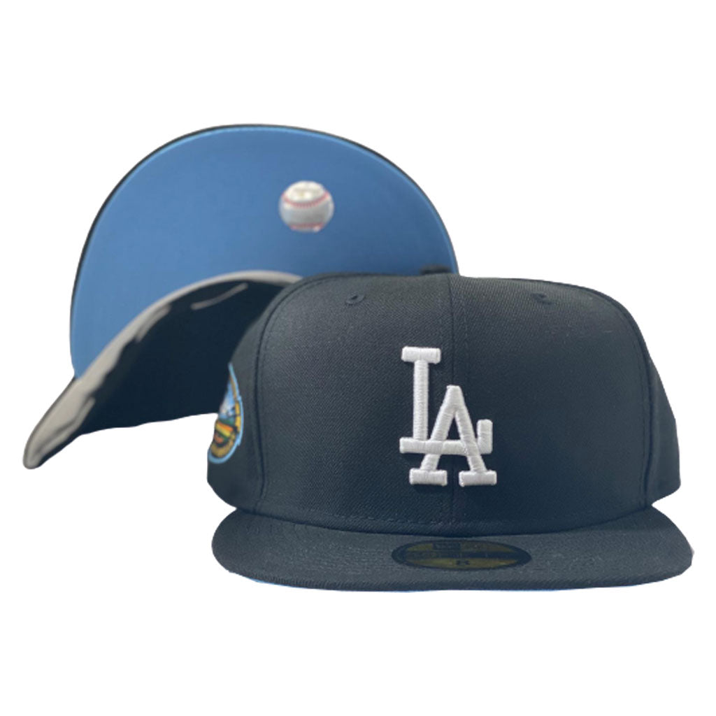 black fitted with blue brim