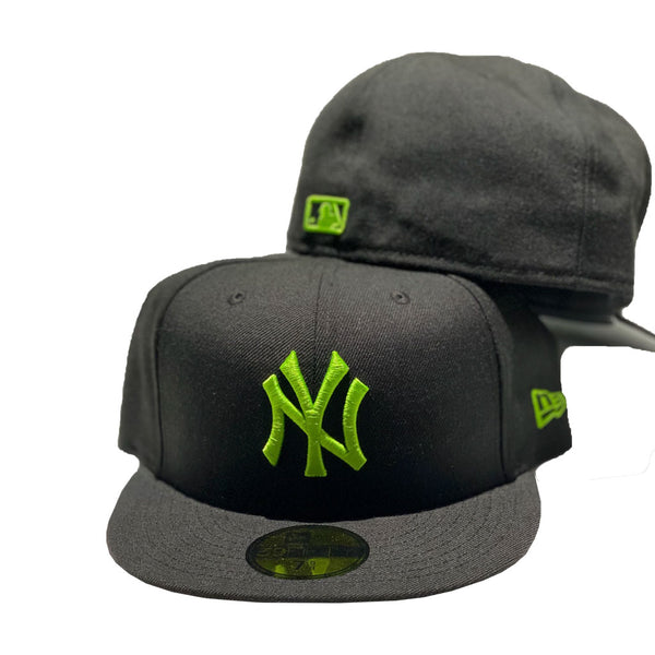 black and lime green yankees hat