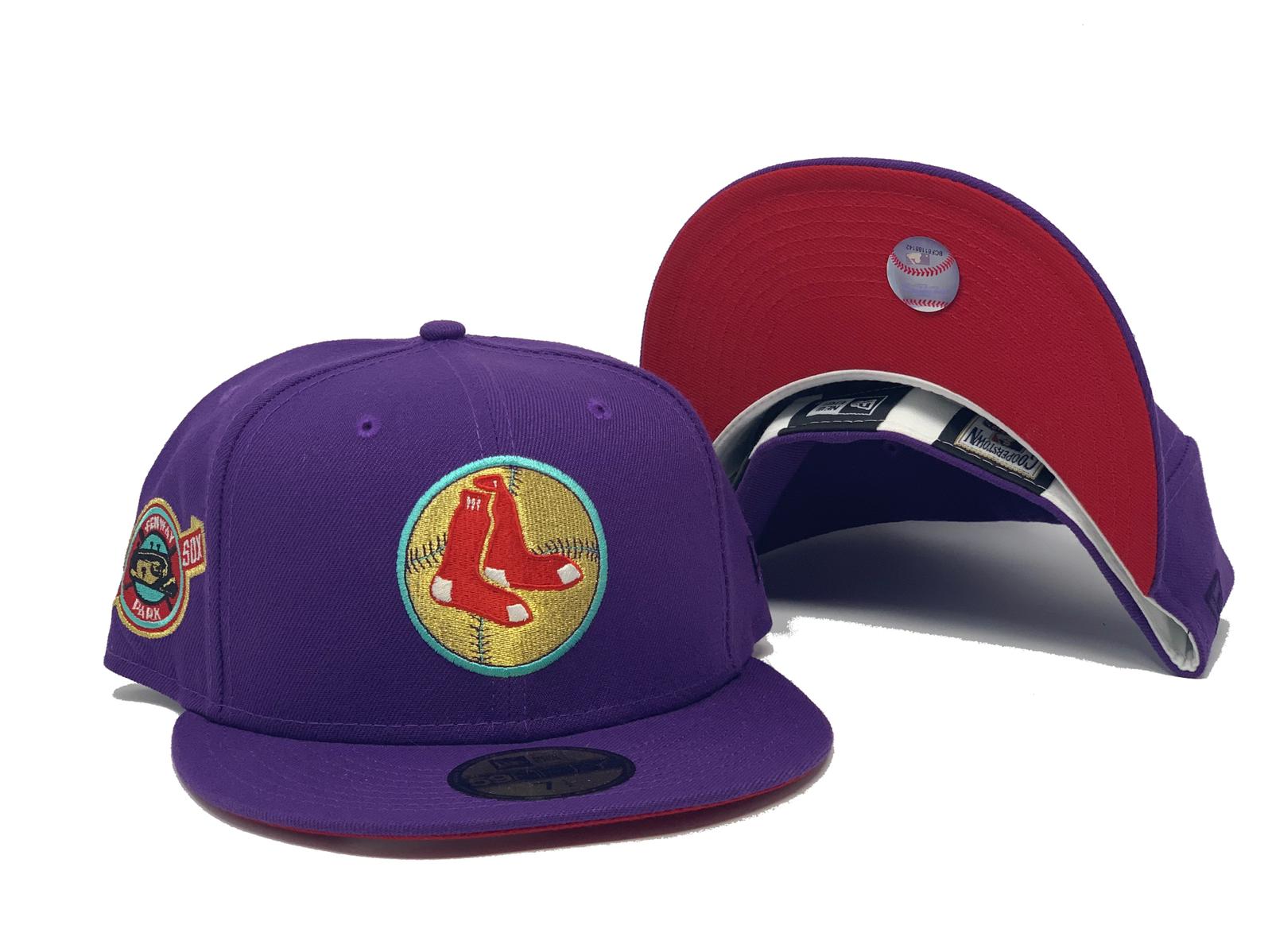 purple red sox hat