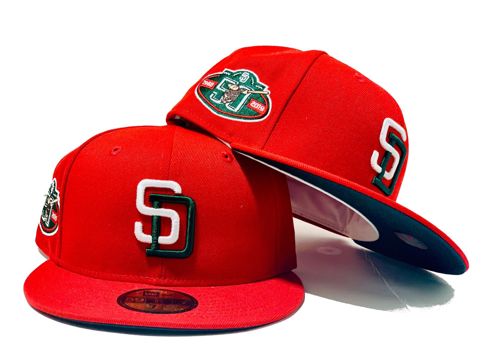 red and green fitted hat