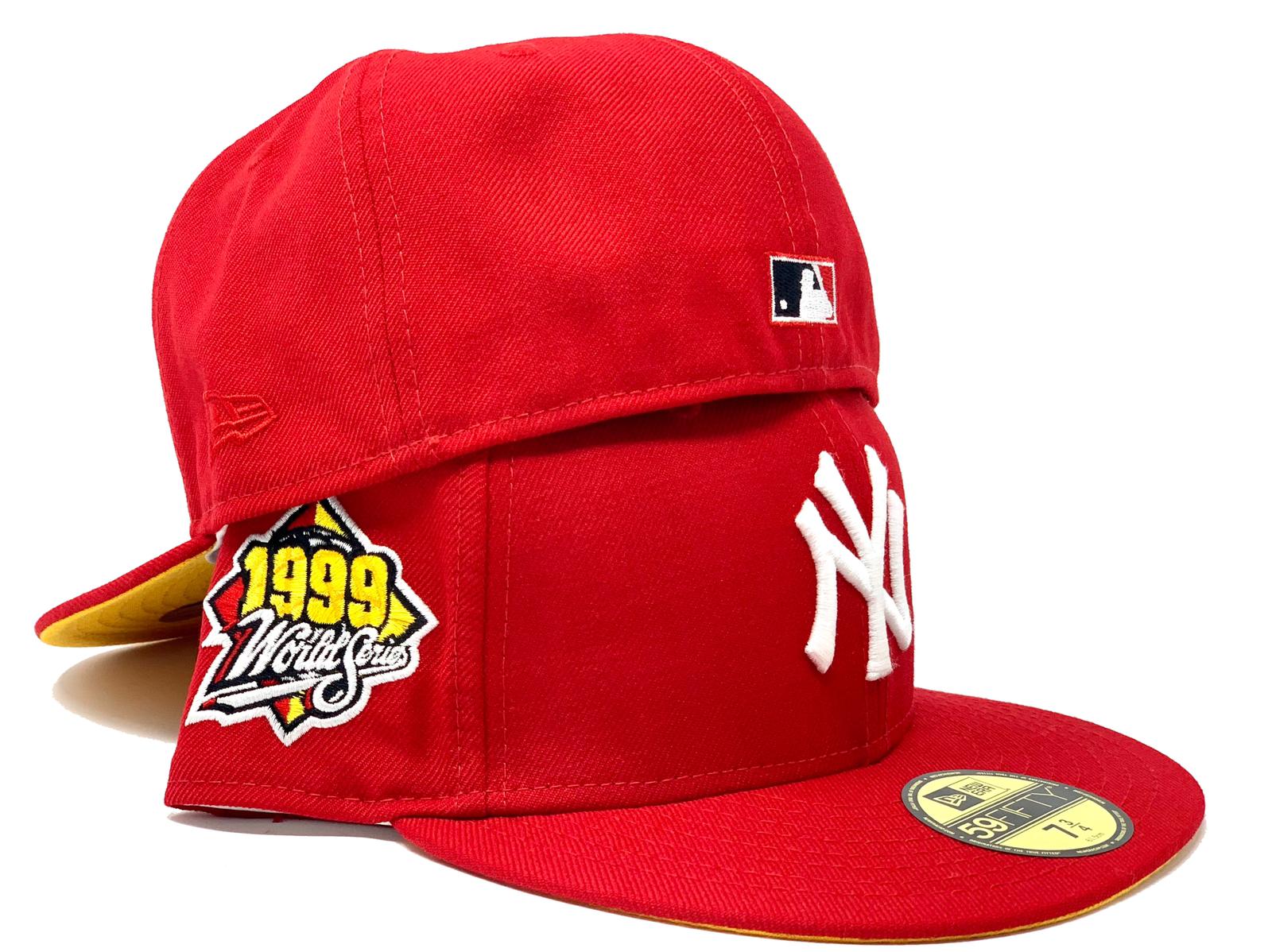 yellow yankee hat red brim