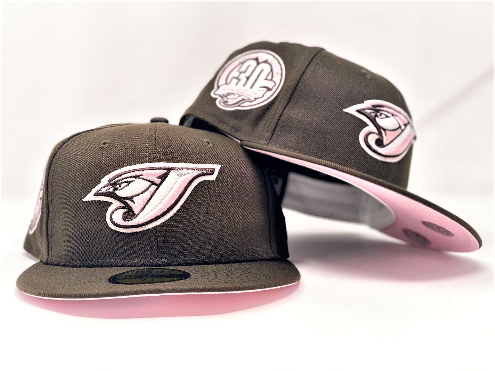 blue jays fitted hat pink brim