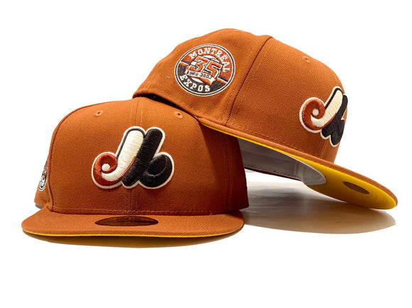 MONTREAL EXPOS 35TH SEASON RUST ORANGE YELLOW BRIM NEW ERA FITTED HAT ...