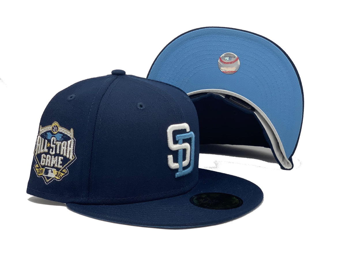 SAN DIEGO PADRES 2016 ALL STAR GAME NAVY ICY BRIM NEW ERA FITTED HAT ...