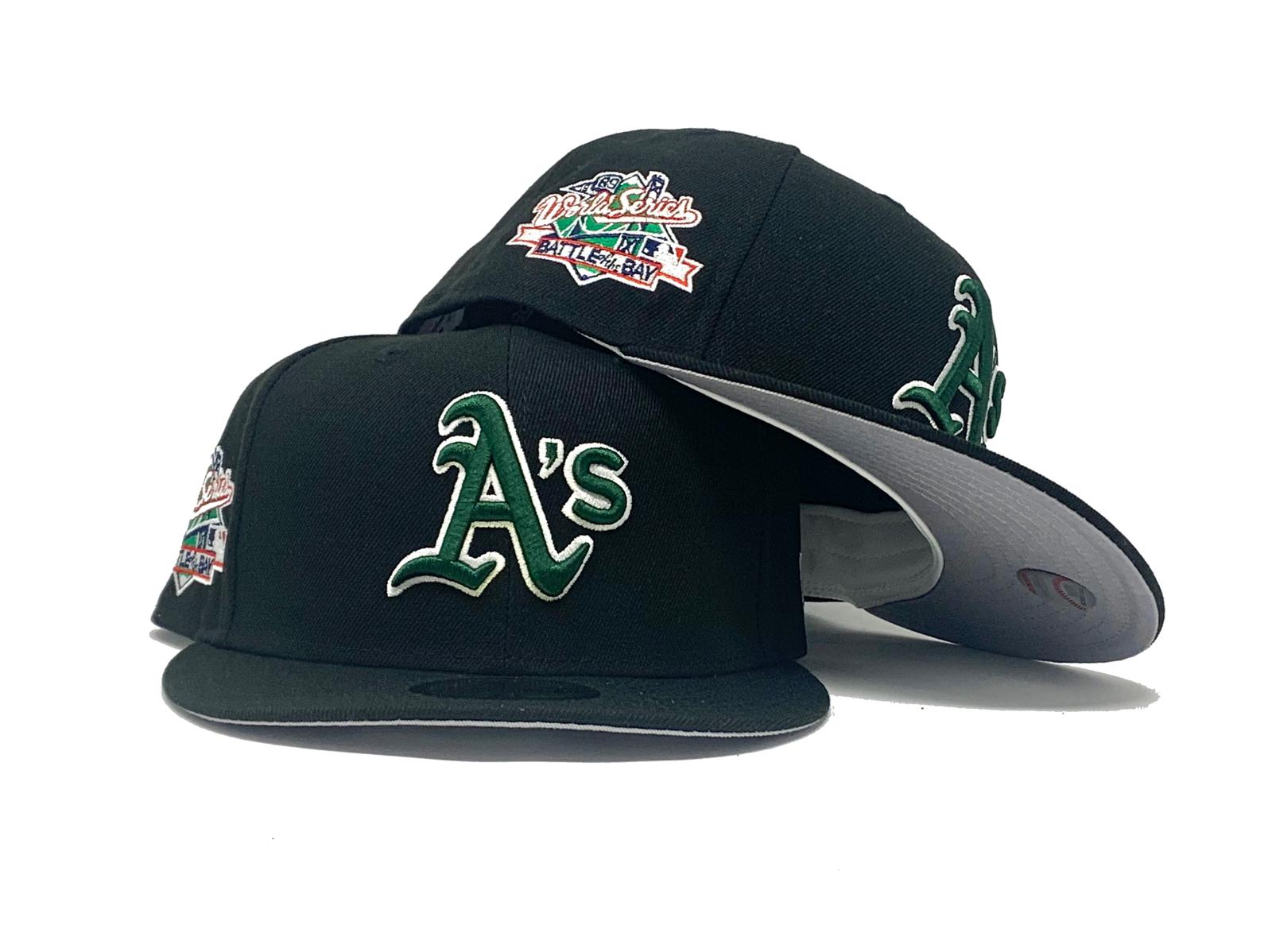 OAKLAND ATHLETICS 1989 BATTLE OF THE BAY GRAY BRIM NEW ERA FITTED HAT ...