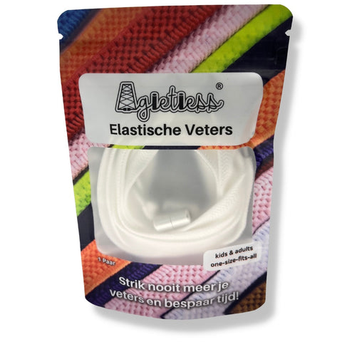 witte elastische veters breed in verpakking