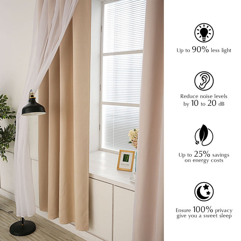 2 Layer Window Curtain Light Thermal Impeded - Nude Pink