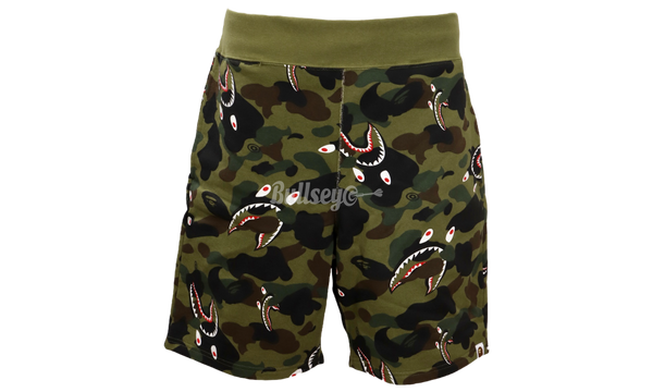 BAPE Shark 1st Green Camo Wide Sweat Shorts-Bullseye greenevening Sneaker Boutique