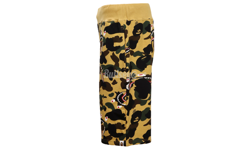 BAPE Shark 1st Yellow Camo Wide Sweat Shorts