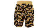 BAPE Shark 1st Yellow Camo Wide Sweat Shorts