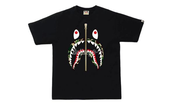 Bape ABC Black/Green Camo Shark T-Shirt-pair of his Air Jordan 6 cleats