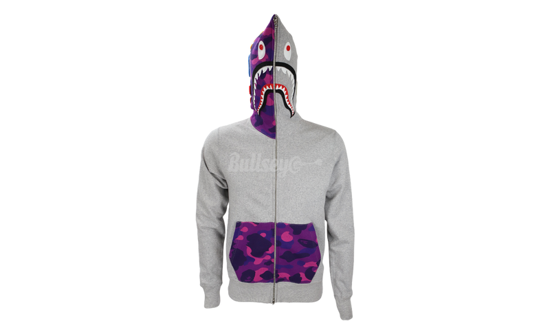 Bape Color Camo Shark Purple/Grey Full Zip Hoodie-PS Paul Smith burnished-toe derby shoes
