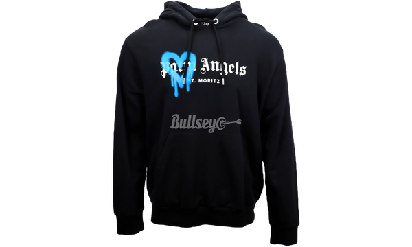 Palm Angels St. Moritz Heart Sprayed Logo Black/Blue Hoodie-Bullseye Store Sneaker Boutique