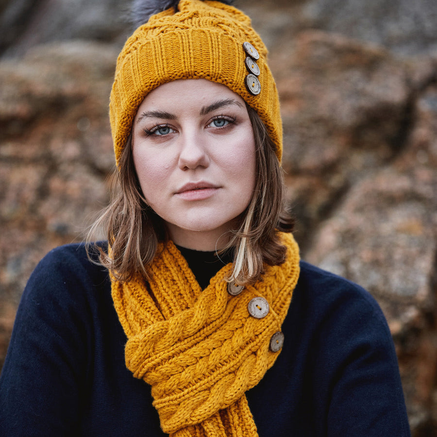 Aran Cable Trapper Hat, Chunky Knit Design