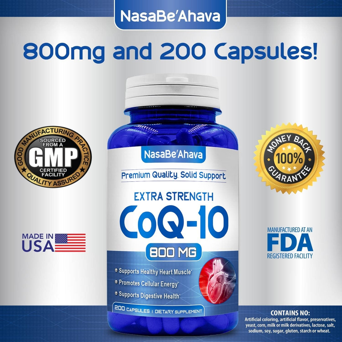 CoQ10 - 800 mg  - 200 Capsules