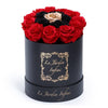 Red Preserved with Black & Rose Gold Rose - Medium Round Black Box