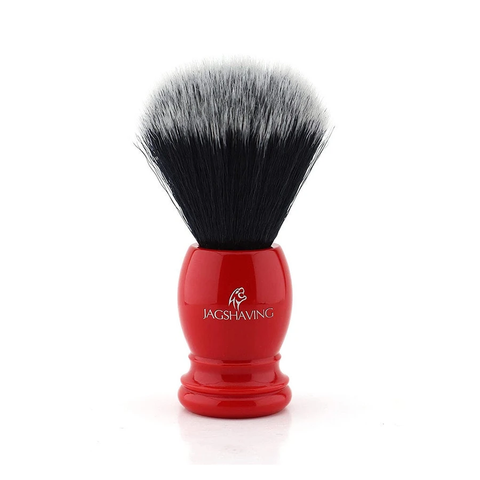 Premium Quality Synthetic Black Hair Shaving Brush with Red Resin Handle