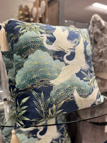 blue crane cushion