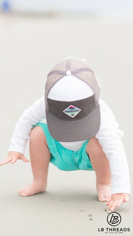 Toddler snapback hat at the beach | LB Threads Anguilla