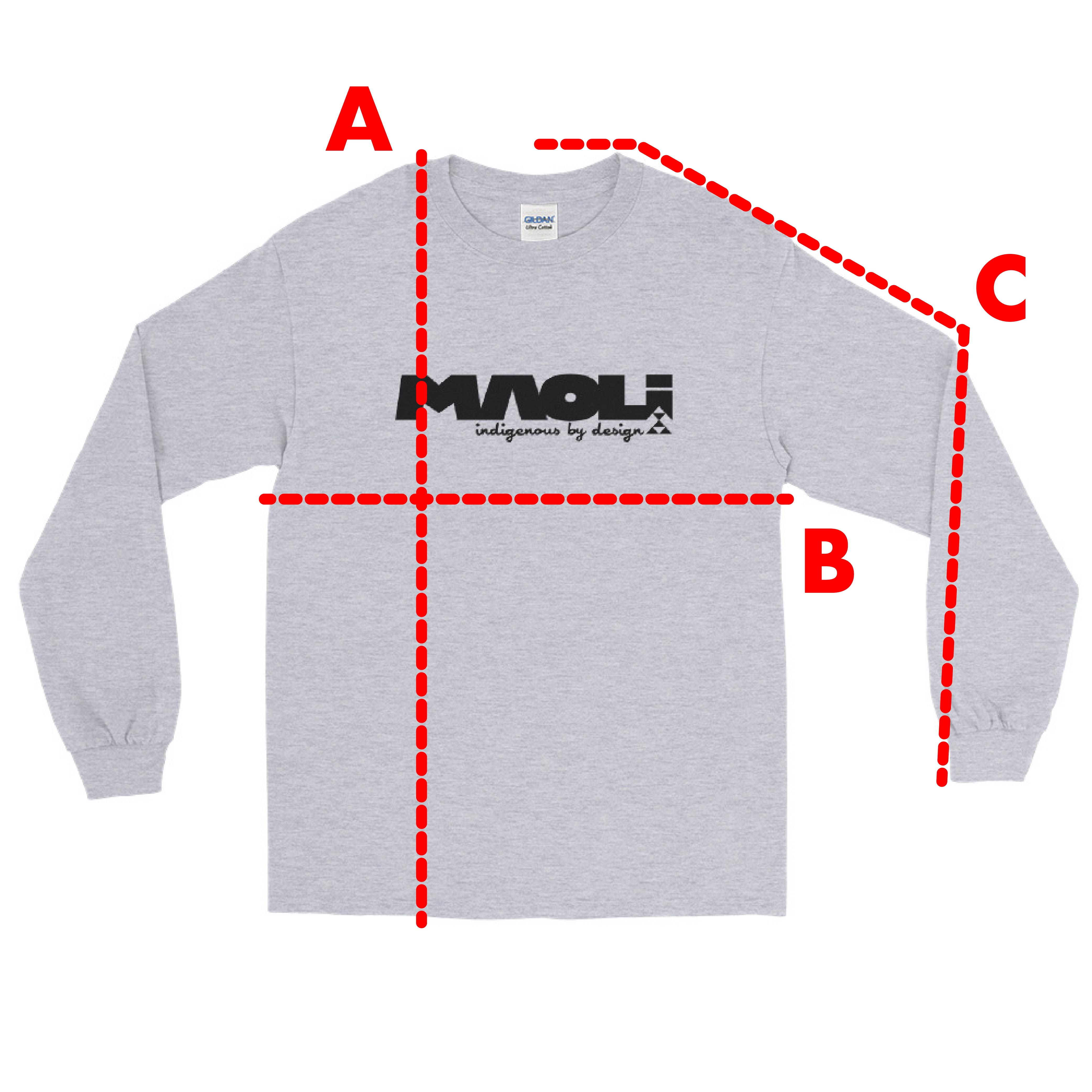 Maoli Classic-Fit Long Sleeve T-Shirt Measurements