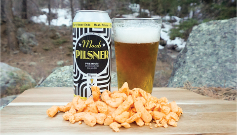 The Creamery Salsa Cheddar Curd and Moab Brewery Moab Pilsner 