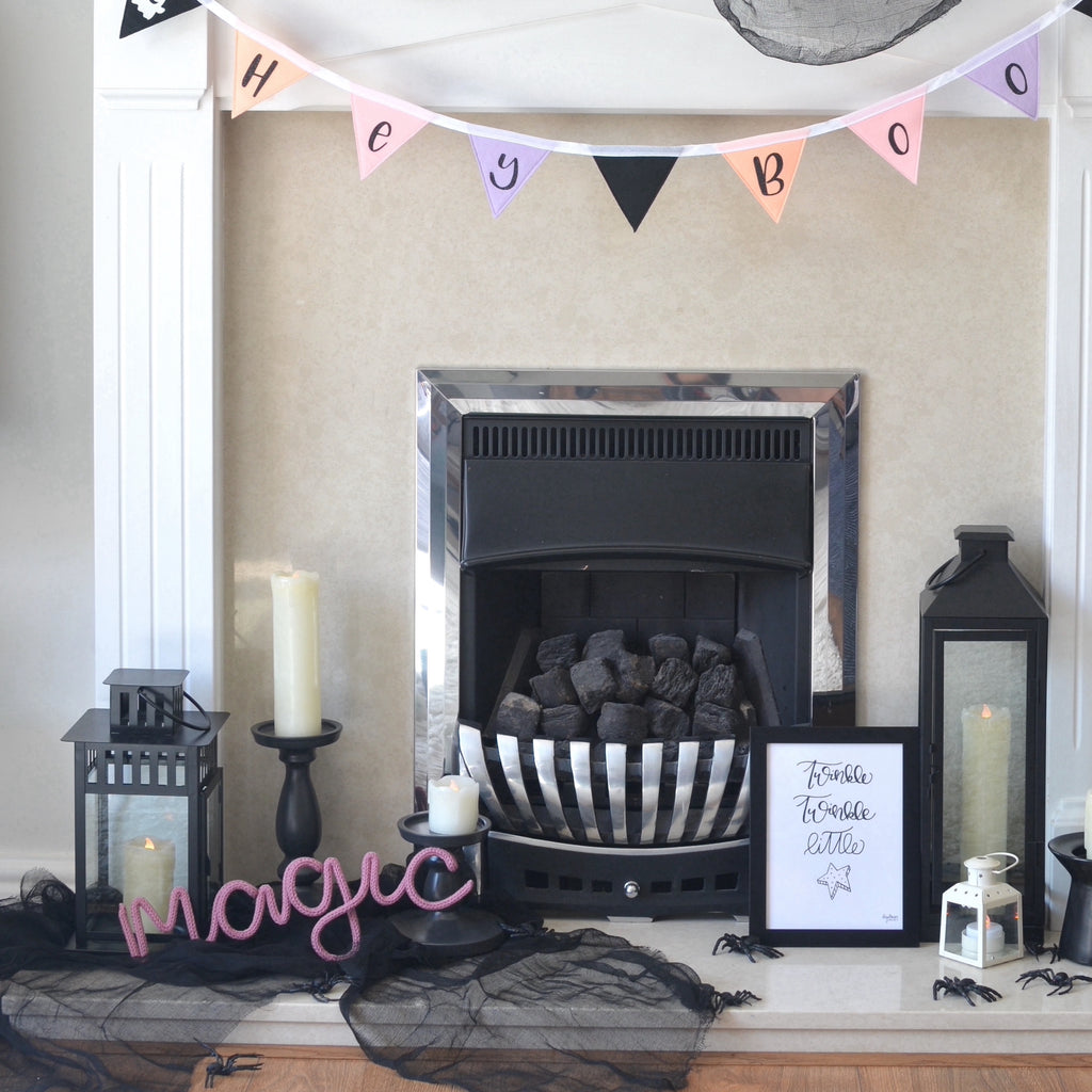 Simple Halloween Ideas - Lanterns - mantel decor