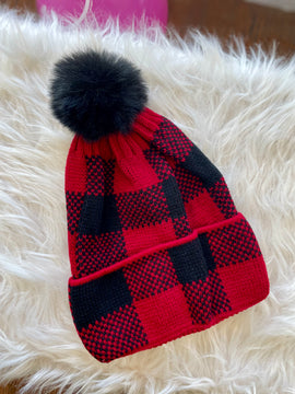 Asia Plaid Pom Beanie