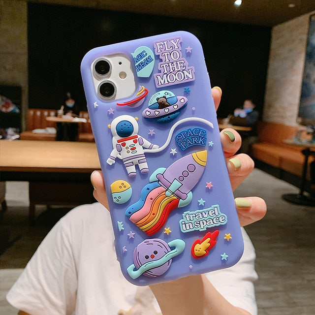 2020 3D Space Astronaut Case For iPhone Soft Silicone Dream Moon Phone Cases