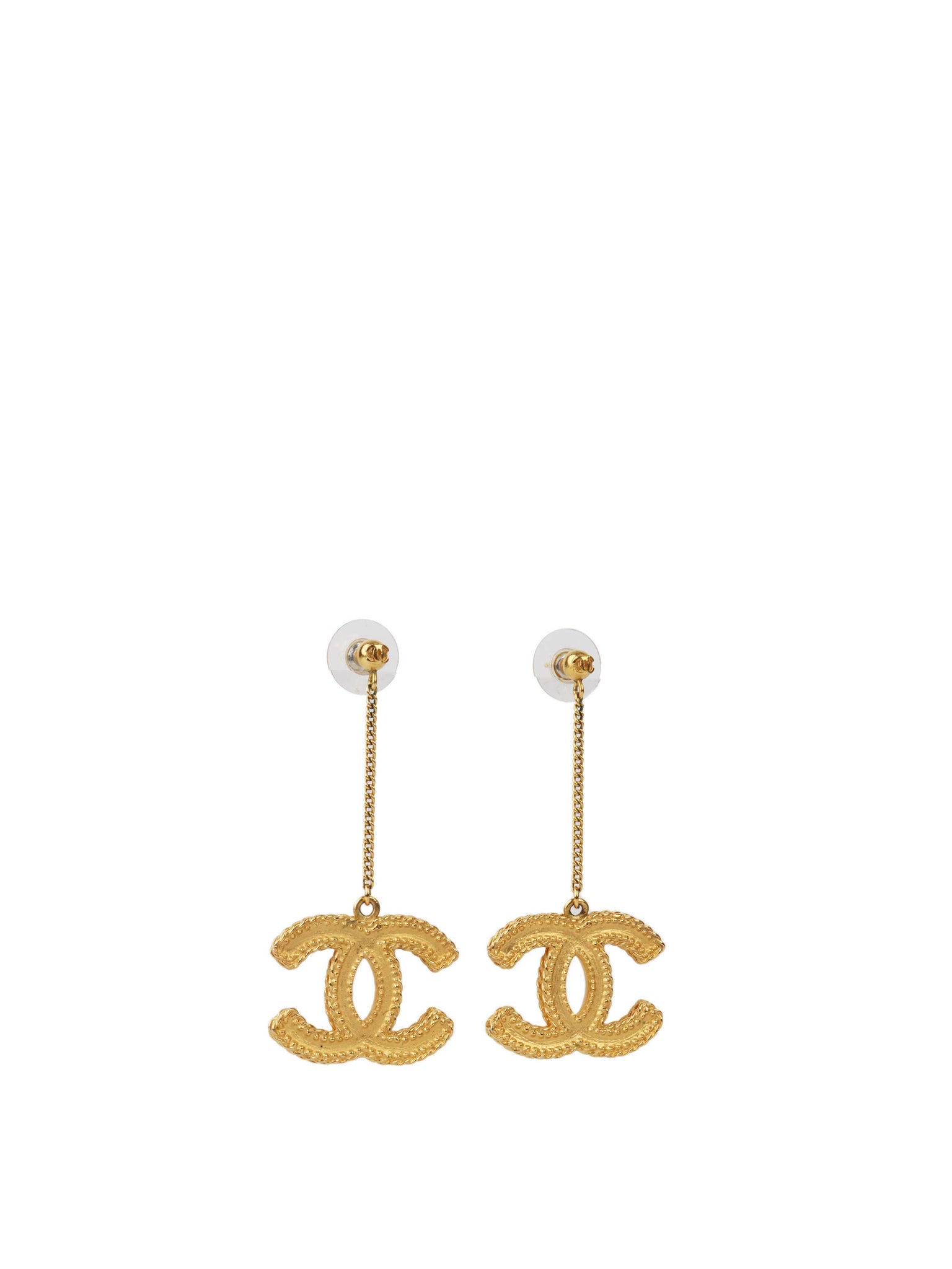 Chanel Gold Metal CC Drop Earrings, 2014