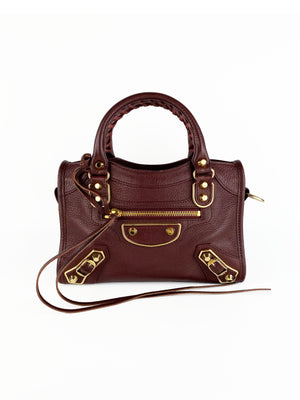 balenciaga mini city maroon