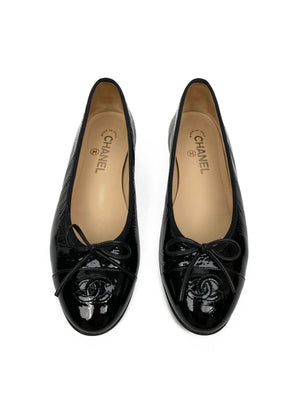 chanel black cap toe flats