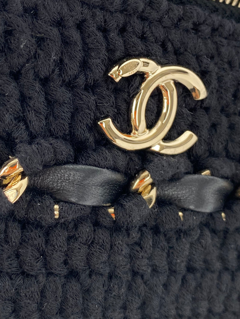 Chanel Black Tweed Vanity Case