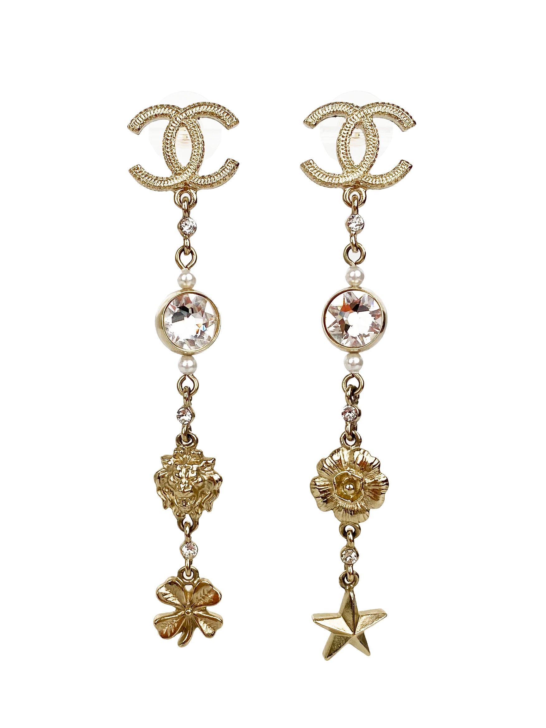 Chanel Gold CC Crystal and Charms Drop Earrings – Votre Luxe