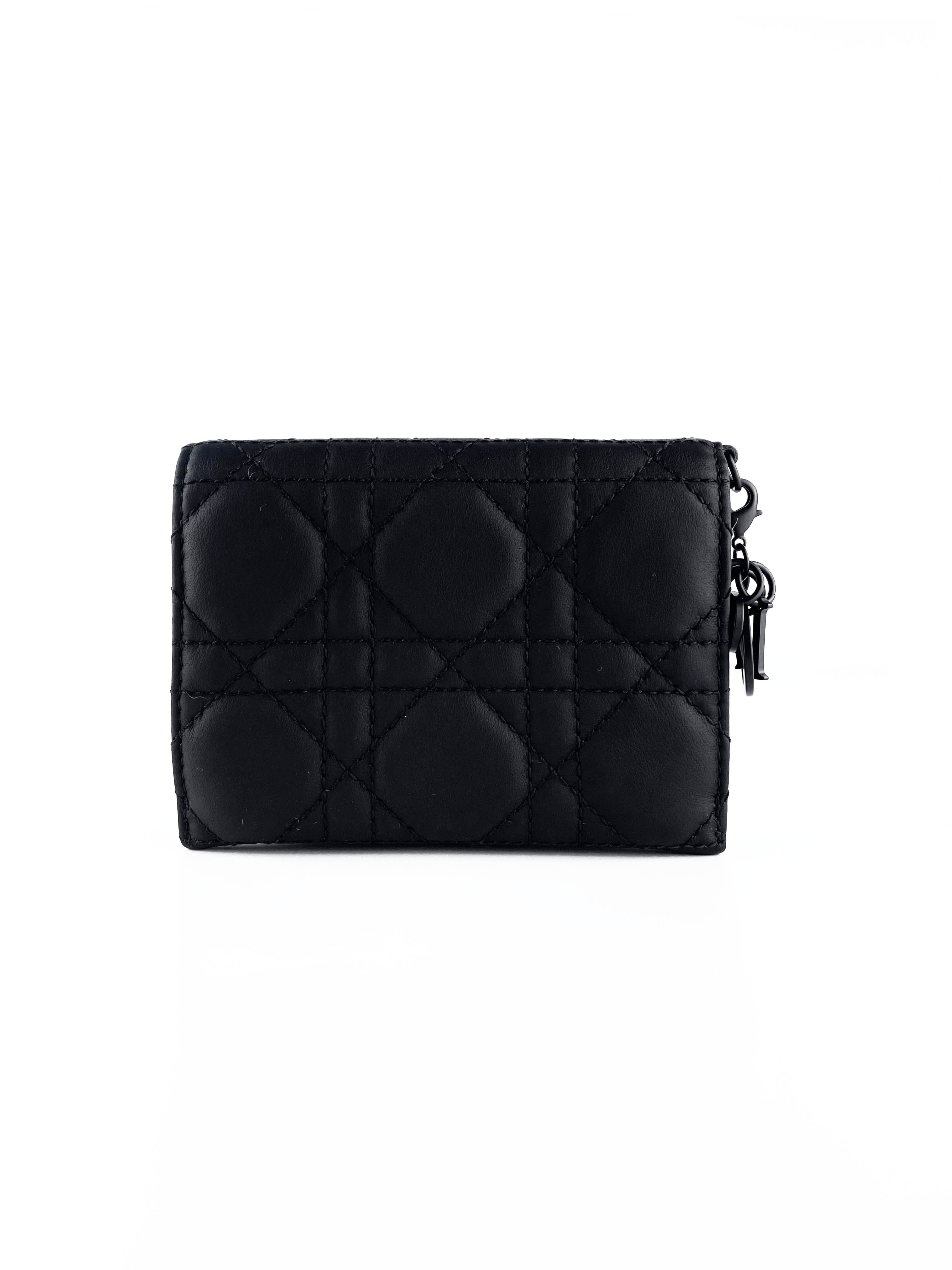 Sell Christian Dior Cannage Lady Dior Compact Wallet  Black   HuntStreetcom