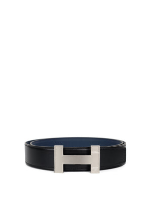 blue and black reversible hermes belt