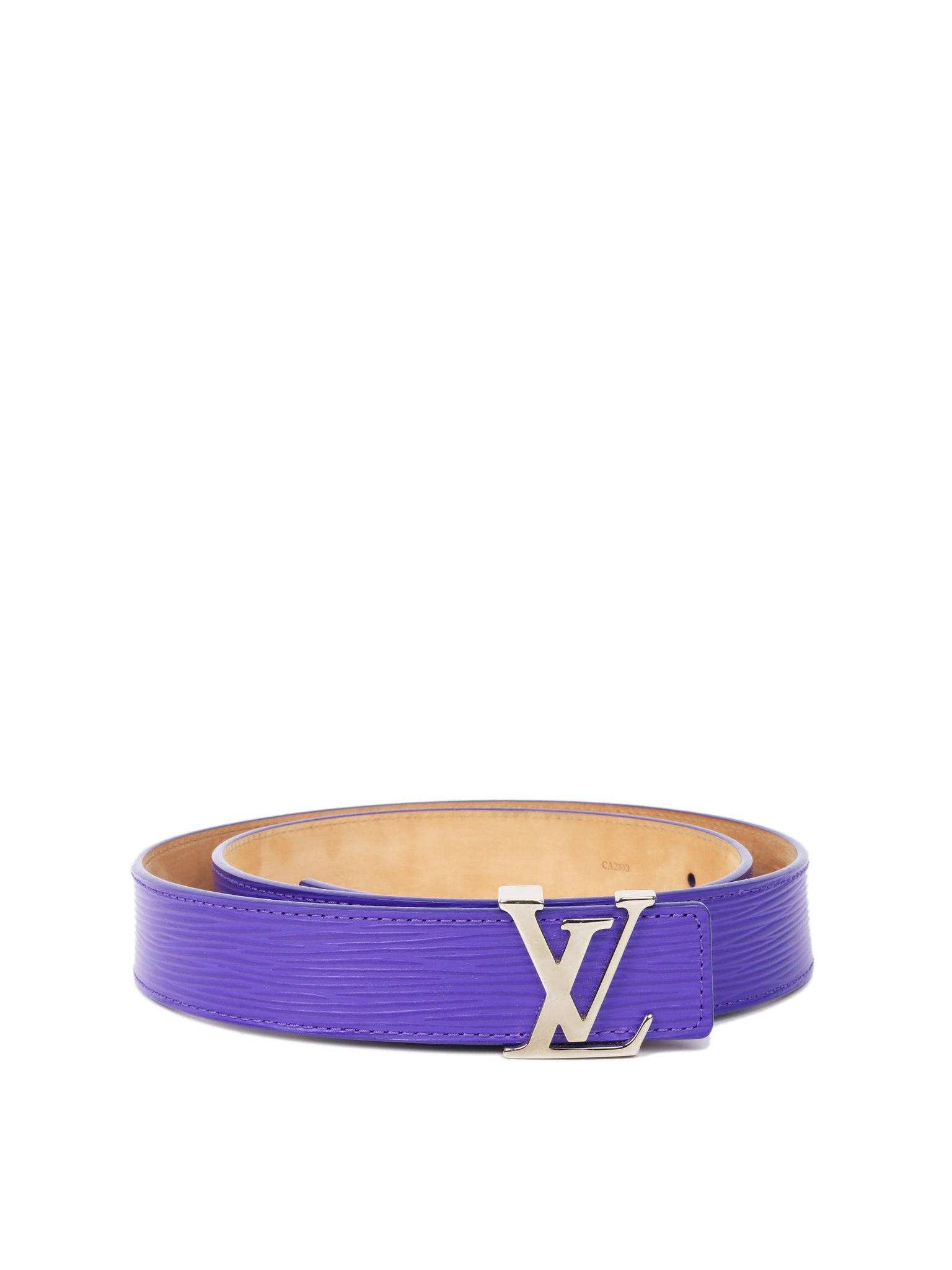 Louis Vuitton Blue Marine Epi Leather LV Initials Belt 90CM Louis