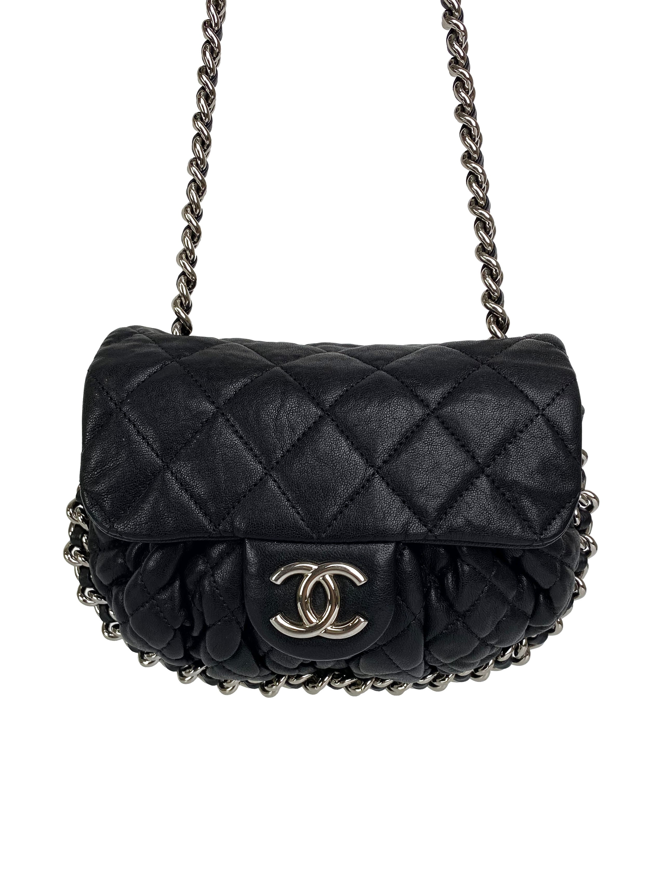 Chanel Maxi Flap Multi Chain Around in Black Soft Aged Calfskin with Silver  Hardware  SOLD