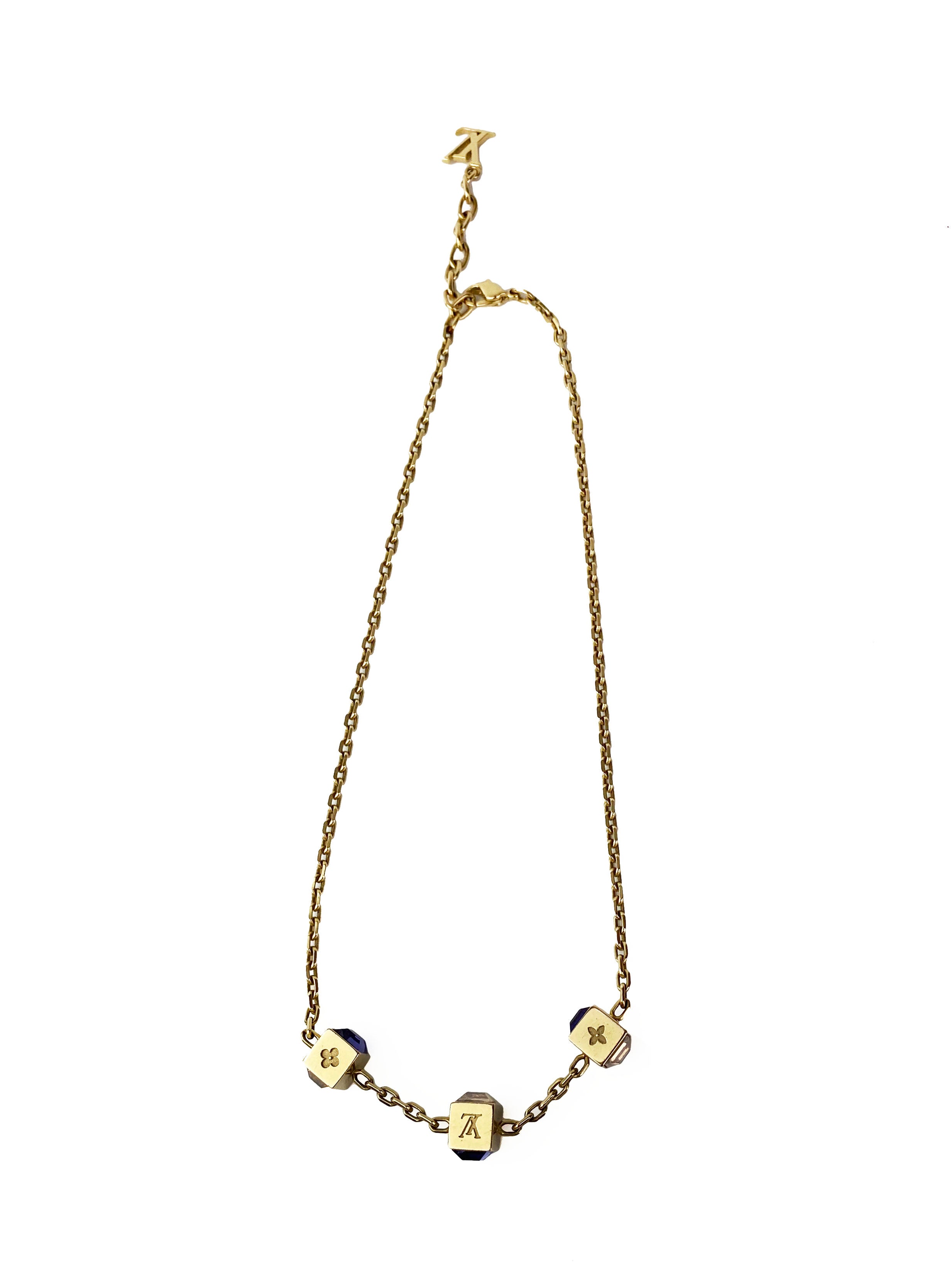 Louis Vuitton Gamble Short Necklace Metal with Crystal Gold 1235841