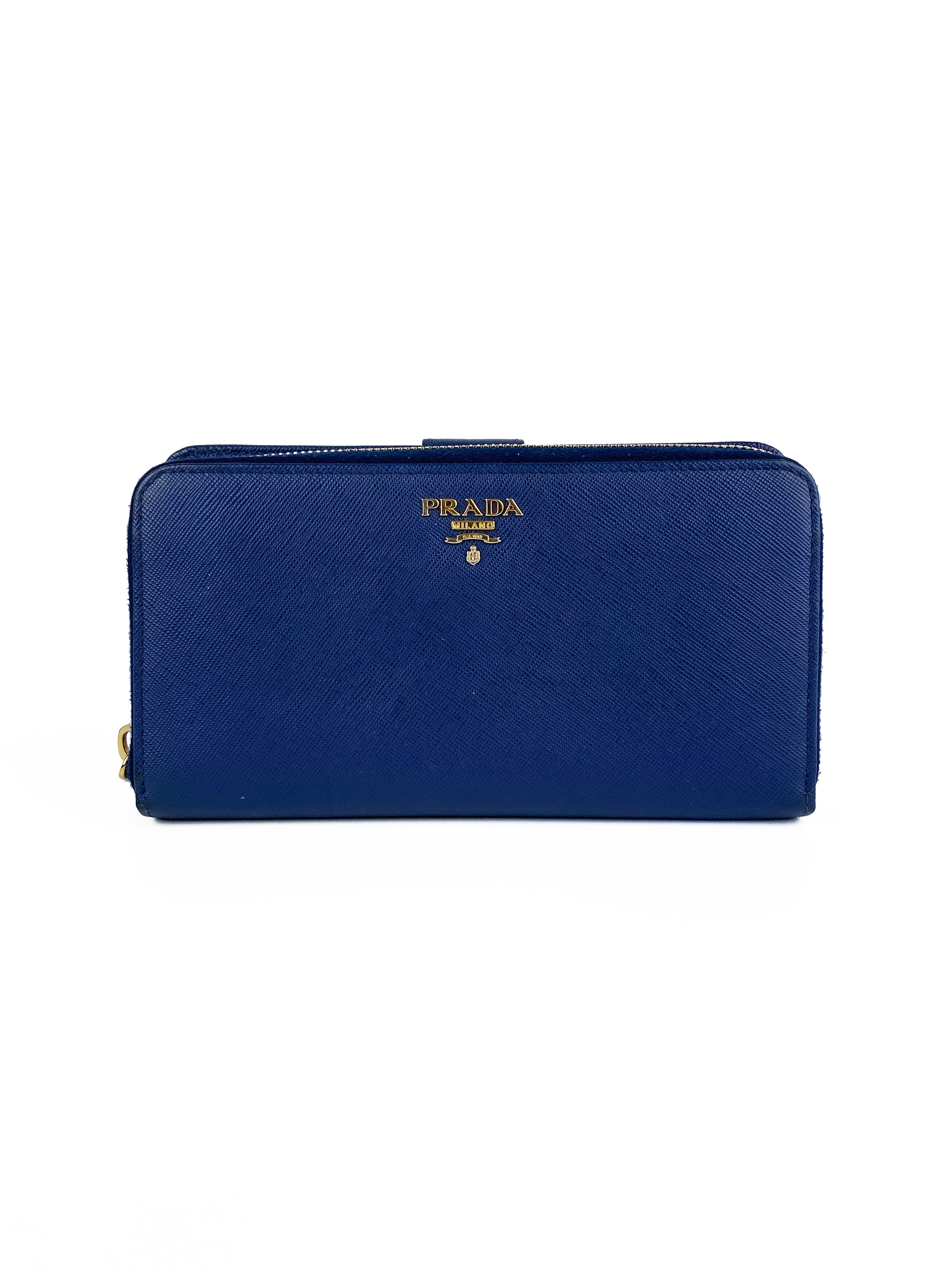 Prada Navy Blue Saffiano Zipped Wallet – Votre Luxe