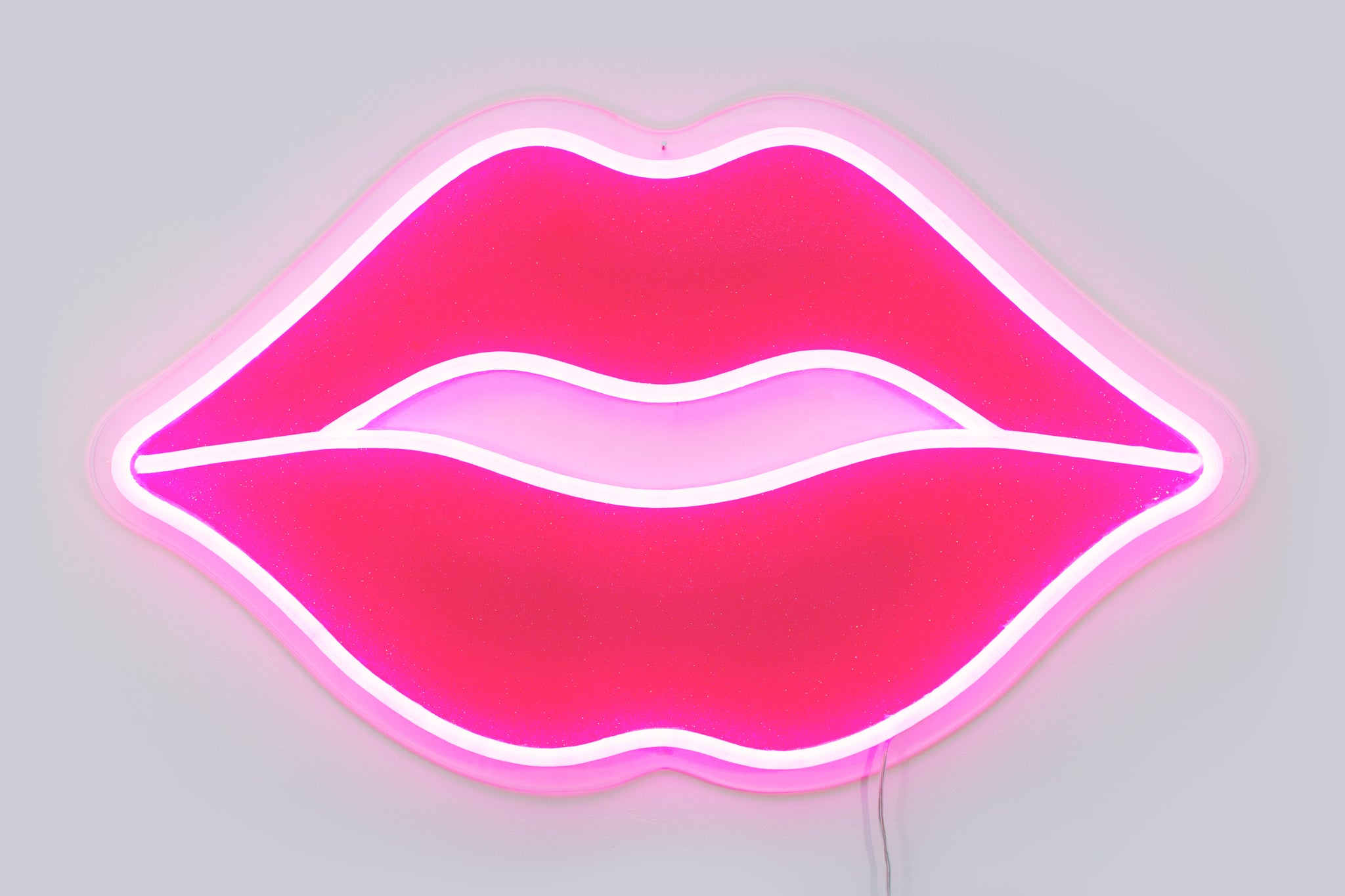 pink neon lip sign