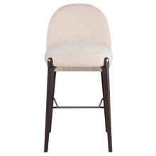 Load image into Gallery viewer, Ames Bar Stool. Comfortable Bar Counter Stool. Modern Bar Height Stool. Gema pearl seat and Oak smoked wood legs. Front View.