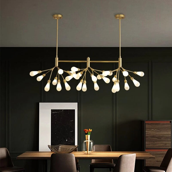 Lights of Scandinavia - Inflorescence - Nordic luxury copper LED chandelier. Modern lighting for dining rooms, hallways or why not light up the entrance hall? Luxury LED Chandelier Lighting Firefly Dining Living Room Creative Hanging Lamp Modern Bedroom Home Deco Fixtures