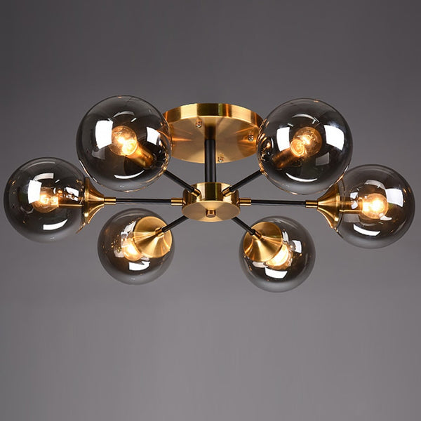 Luminate Living - Rotor - Nordic copper chandelier. Modern home decor lighting for bedrooms, dining rooms, hallways , etc. This stunning chandelier comes in 4 sizes with 3 glass options. Living room Ceiling Chandelier Nordic Home Decor lighting LED Bedroom Lamps Smoky Gray Glass/Amber/Transparent Glass fixtures