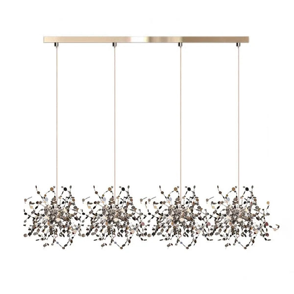 High-quality stainless steel Aurora chandelier with G9 light sources, available in Golden and Chrome finishes. Perfect for living rooms, dining rooms, bedrooms, villas, and lobbies, this versatile design blends luxury and functionality for a brilliant and inviting ambiance.